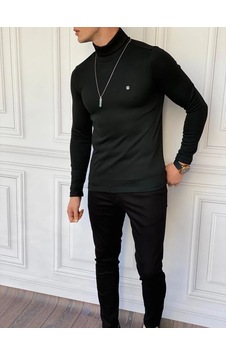 Modefendi Slim Fit A Kalite Pamuk Tam Boğazlı Kazak Siyah Modefendi Slim Fit A Kalite Pamuk Tam Boğazlı Kazak Siyah