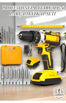 24 - 368 - Parça Çift Batlı Şarjlı Matkap Seti 24w Motor Ve Otomatik Mil - Csmo-tex - Kilitli Tasarım
