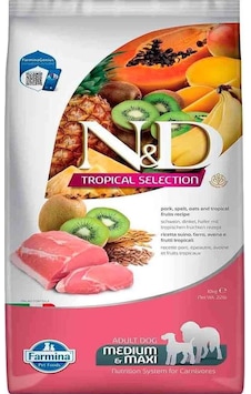 N&D Tropical Meyveli Domuz Etli Orta ve Büyük Irk Yetişkin Köpek Maması 10 KG