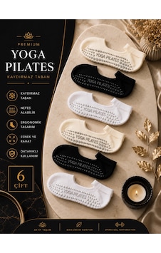Çorap Vitrini 6'lı Paket Kaymaz Taban Pilates Çorabı - Siyah Beyaz Ekru Yoga Spor Çorabı Beyaz - Siyah - Ekru Çorap Vitrini 6'lı Paket Kaymaz Taban Pilates Çorabı - Siyah Beyaz Ekru Yoga Spor Çorabı Beyaz - Siyah - Ekru