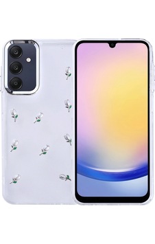 Samsung Uyumlu Galaxy A25 Kılıf Airbag Tasarımlı Simli Şeffaf Zore Kutup Kapak Lale