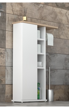 Dar Alanlar İçin Çok Amaçlı Klozet Yanı Banyo Dolabı - Raflı Kapaklı Tuvalet Kağıdı Askılı- Beyaz Beyaz Dar Alanlar İçin Çok Amaçlı Klozet Yanı Banyo Dolabı - Raflı Kapaklı Tuvalet Kağıdı Askılı- Beyaz Beyaz