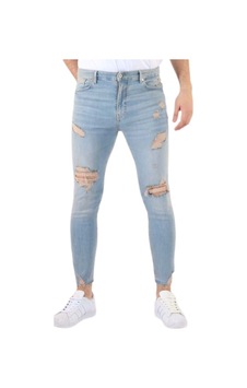 Erkek Denim Yırtık Detaylı Mavi Pantolon Mavi