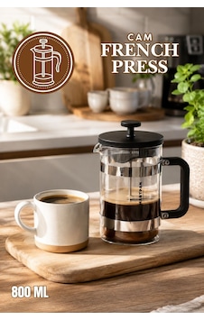 Porsima Smartpan Bv008 French Press Paslanmaz Çelik Süzgeçli Cam Bitki Çayı Demliği Kahve Presi - 800 Ml Siyah