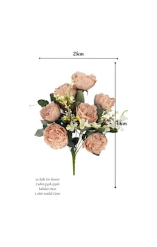 Yapay Çiçek Pudra 10dallı Katmerli Gelincik Karışık Aranjman Demeti 45 25cm Pembe Yapay Çiçek Pudra 10dallı Katmerli Gelincik Karışık Aranjman Demeti 45 25cm Pembe