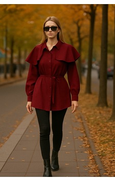 Unika Boutique Kadın Omuz Detaylı Gömlek Bordo Unika Boutique Kadın Omuz Detaylı Gömlek Bordo