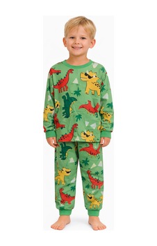 Mini Stella Kids Yeşil Dinozor Desenli Erkek Çocuk Pijama Takımı Mini Stella Kids Yeşil Dinozor Desenli Erkek Çocuk Pijama Takımı