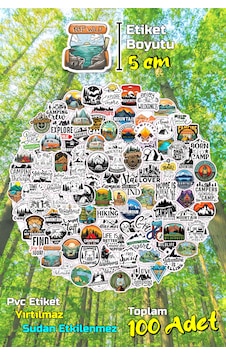Kamp Temalı Camping Outdoor Adventure Sticker Seti Model-4 5cm - 100 Adet 5cm Kamp Temalı Camping Outdoor Adventure Sticker Seti Model-4 5cm - 100 Adet 5cm
