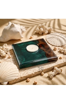 Classic Ceviz & Epoksi Mumluk El Yapımı Tealight Mumluk 12x12 Cm Tasarım Dekoratif Mumluk Yeşil - Sedef Classic Ceviz & Epoksi Mumluk El Yapımı Tealight Mumluk 12x12 Cm Tasarım Dekoratif Mumluk Yeşil - Sedef