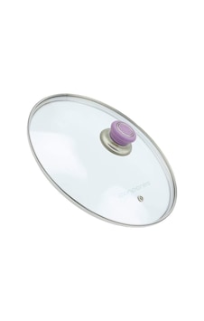 Tencere Sahan Tava Cam Kapağı Buhar Delikli Kapak 30cm Lila Tutma Tepesi Tencere Sahan Tava Cam Kapağı Buhar Delikli Kapak 30cm Lila Tutma Tepesi