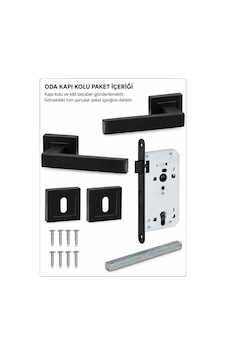 Lama Kare Rozetli Kapı Kolu Oda Siyah Ve 40mm Sessiz Oda Kilit 1 Takım 2 Adet Arkalı Önlü Lama Kare Rozetli Kapı Kolu Oda Siyah Ve 40mm Sessiz Oda Kilit 1 Takım 2 Adet Arkalı Önlü