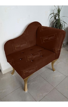 Yeni Model Ters Kol Tekli Köşe Koltuğu Josefin Bench Gold Ayak Kahve Yeni Model Ters Kol Tekli Köşe Koltuğu Josefin Bench Gold Ayak Kahve