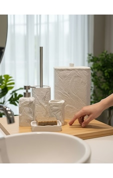 5 Parça Lüx Laduree Stonea Beyaz Silver Banyo Seti-5643 5 Parça Lüx Laduree Stonea Beyaz Silver Banyo Seti-5643