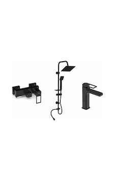 Gpd Quadro Siyah Tepe Duş Seti Ve Banyo Ve Lavabo Bataryası Mbb190-s-dst19-3-s Gpd Quadro Siyah Tepe Duş Seti Ve Banyo Ve Lavabo Bataryası Mbb190-s-dst19-3-s