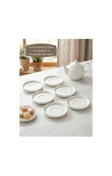 6'lı Porselen Çay Ve Kahve Fincan Tabağı 13 Cm - 6 Cm İç Oyuklu Modern Sunum Seti Beyaz - 859489697 Beyaz 6'lı Porselen Çay Ve Kahve Fincan Tabağı 13 Cm - 6 Cm İç Oyuklu Modern Sunum Seti Beyaz - 859489697 Beyaz