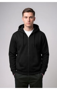 Markapia Erkek Fermuarlı Kapüşonlu İçi Polarlı Sweatshirt Siyah Markapia Erkek Fermuarlı Kapüşonlu İçi Polarlı Sweatshirt Siyah