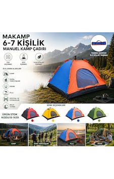 6-7 Kişilik Toz Geçirmez 220cmx250cmx150cm Manuel Kamp Çadır Herhangi Bir Renk Gönderilir 4887 6-7 Kişilik Toz Geçirmez 220cmx250cmx150cm Manuel Kamp Çadır Herhangi Bir Renk Gönderilir 4887