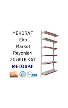 Mekoraf Market Raf Sistemi 2 Metre 90 Cm En Derilik 30 Cm 6 Katl Beyaz Mekoraf Market Raf Sistemi 2 Metre 90 Cm En Derilik 30 Cm 6 Katl Beyaz