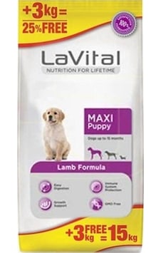 La Vital Kuzu Etli Büyük Irk Yavru Köpek Maması 12 + 3 KG La Vital Kuzu Etli Büyük Irk Yavru Köpek Maması 12 + 3 KG