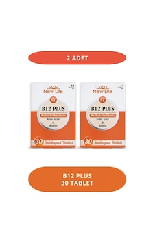 New Life B12 Plus Dilaltı 30 Tablet Metillkobalamin - Folik Asit - Biotin 2 Adet New Life B12 Plus Dilaltı 30 Tablet Metillkobalamin - Folik Asit - Biotin 2 Adet