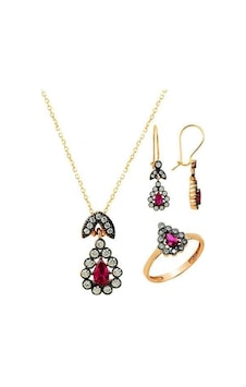 Üçlü Set Pembe Damla 6,98 Gram 14 Ayar Altın Üçlü Set Pembe Damla 6,98 Gram 14 Ayar Altın