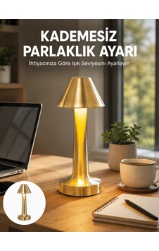 Led Masa Lambası 3 Renk Ayarlı Şarjlı Kablosuz Modern Tasarım Yeni Nesil Siyah