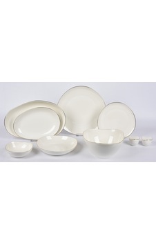 New Bone Porselen Elips 30 Parça Yemek Takımı Mtfk0119 Beyaz