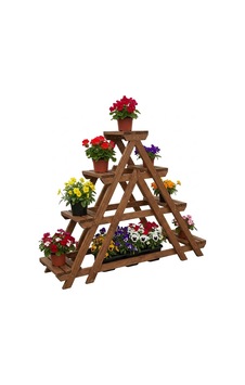 Masif Ahşap 4 Katlı Merdiven Çiçeklik - Bahçe Balkon Standı 120x120 Cm Kahverengi Masif Ahşap 4 Katlı Merdiven Çiçeklik - Bahçe Balkon Standı 120x120 Cm Kahverengi