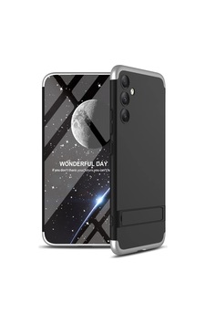 Galaxy Uyumlu A34 Kılıf Zore Kamera Korumalı Dikey Standlı Ays Kapak Siyah-Gri