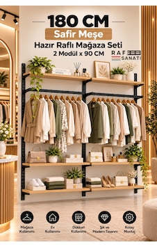 180 Cm 2 Modül 6 Raflı Askılı Hazır Mağaza Seti Askılıklı Duvar Tipi Raf Sistemi Safir Meşe 180 Cm 2 Modül 6 Raflı Askılı Hazır Mağaza Seti Askılıklı Duvar Tipi Raf Sistemi Safir Meşe