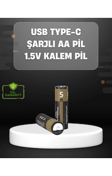 Buğz Usb Type-c Girişli Şarjlı Aa Lityum Pil 1.5v Sabit Çıkış 3200mwh 2'li Paket Buğz Usb Type-c Girişli Şarjlı Aa Lityum Pil 1.5v Sabit Çıkış 3200mwh 2'li Paket