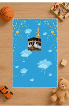 Mavi Kabe Temalı Unisex Çocuk Seccadesi Cs10n11 Mavi Kabe Temalı Unisex Çocuk Seccadesi Cs10n11