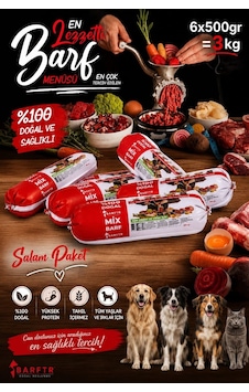 Mix Barf 3 Kg 500 Gr Salam Paket Tekli Ambalajlarda Köpek Maması-110 Mix Barf 3 Kg 500 Gr Salam Paket Tekli Ambalajlarda Köpek Maması-110