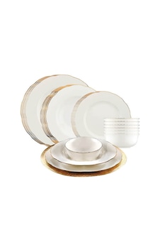 Porselen Bone Olympos 6 Parça 21 Cm Pasta Tabak Bakır File Krem