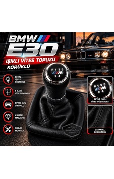 Bmw E30 Uyumlu Led Işıklı Deri Vites Topuzu Ve Körüğü Set Körüklü Vites Topuzu 5 İleri 1 Geri Siyah Bmw E30 Uyumlu Led Işıklı Deri Vites Topuzu Ve Körüğü Set Körüklü Vites Topuzu 5 İleri 1 Geri Siyah