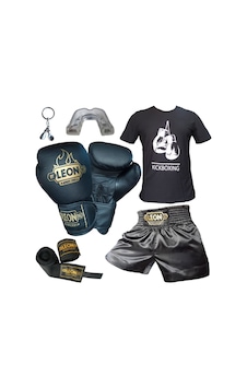 Kogam Leon Blade Boks Eldiveni, Kick Boks Şortu, Tişört, Bandaj,Siyah Kogam Leon Blade Boks Eldiveni, Kick Boks Şortu, Tişört, Bandaj,Siyah