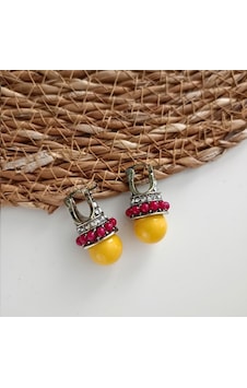 Lente Aksesuar Etnik Tarz Sallantılı Kristal Taşlı Renkli Otantik Model Küpe Sarı Lente Aksesuar Etnik Tarz Sallantılı Kristal Taşlı Renkli Otantik Model Küpe Sarı