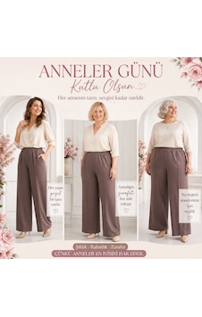 Cocosushicooo Büyük Beden Çimalı Pantolon Açık Kum Rengi