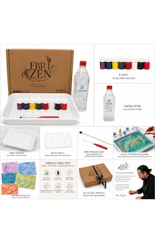 Ebrizen 8 Renk Ebru Sanatı Başlangıç Seti 16 Ml Yoğun Pigment Boya Hazır Kitre Geleneksel Türk Sanatı Hobi Ve Eğitim Seti Su Bazlı Bir Üründür Tehlikeli Madde İçermez