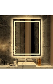 Nuun Dekor 90x70cm Günışığı Ledli Kumlamalı Banyo Ofis Kuaför Lavabo Aynası - Trafolu Şeffaf Nuun Dekor 90x70cm Günışığı Ledli Kumlamalı Banyo Ofis Kuaför Lavabo Aynası - Trafolu Şeffaf