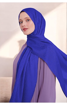 Kadın Zincir Desen Tesettür Blue Jakar Şal Saks Saks Kadın Zincir Desen Tesettür Blue Jakar Şal Saks Saks