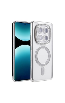 Xiaomi Redmi Note 15 Pro 4g Uyumlu Kılıf Parlak Taşlı Simli M-safe Telefon Kılıfı Kapak Gümüş