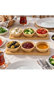 Bambu Üçlü Sosluk Stantlı - 2 Li Set Kahverengi