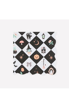 Meri Meri - Halloween - Patchwork Desenli Cadılar Bayramı Büyük Peçete - L - 16 Adet 0 - 99