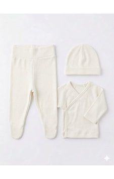 Ciccim Baby 3lü Set Zıbınlı Modal Ekru Ciccim Baby 3lü Set Zıbınlı Modal Ekru