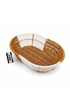 Oval Hasır K.rengi - Beyaz Ekmek Sepeti 28x20cm Renkli