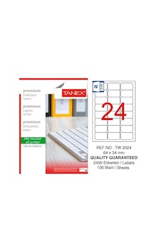 Tanex Tw-2024 Ebat 64 X 34 MM Lazer Etiket A4 Sayfada 24 Etiket