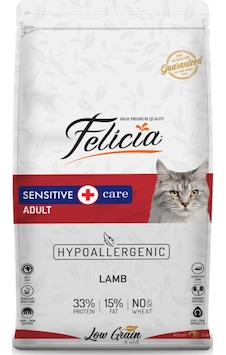 Felicia Hypoallergenic Düşük Tahıllı Kuzu Etli Yetişkin Kedi Maması 12 KG