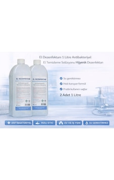 El Dezenfektanı 1 Litre Antibakteriyel El Temizleme Solüsyonu 2 Adet