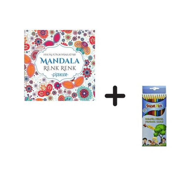 Mandala Renk Renk Çiçekler Ve Smart Kids Uzun Kuruboya 12 Renk Mandala Renk Renk Çiçekler Ve Smart Kids Uzun Kuruboya 12 Renk